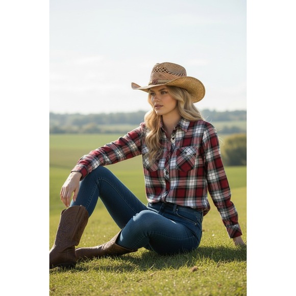 Cov-Ver Your World Accessories - Cov-Ver Your World Straw Cowboy Hat Natural Fiber Western Sun Hat F1009-1 S/M